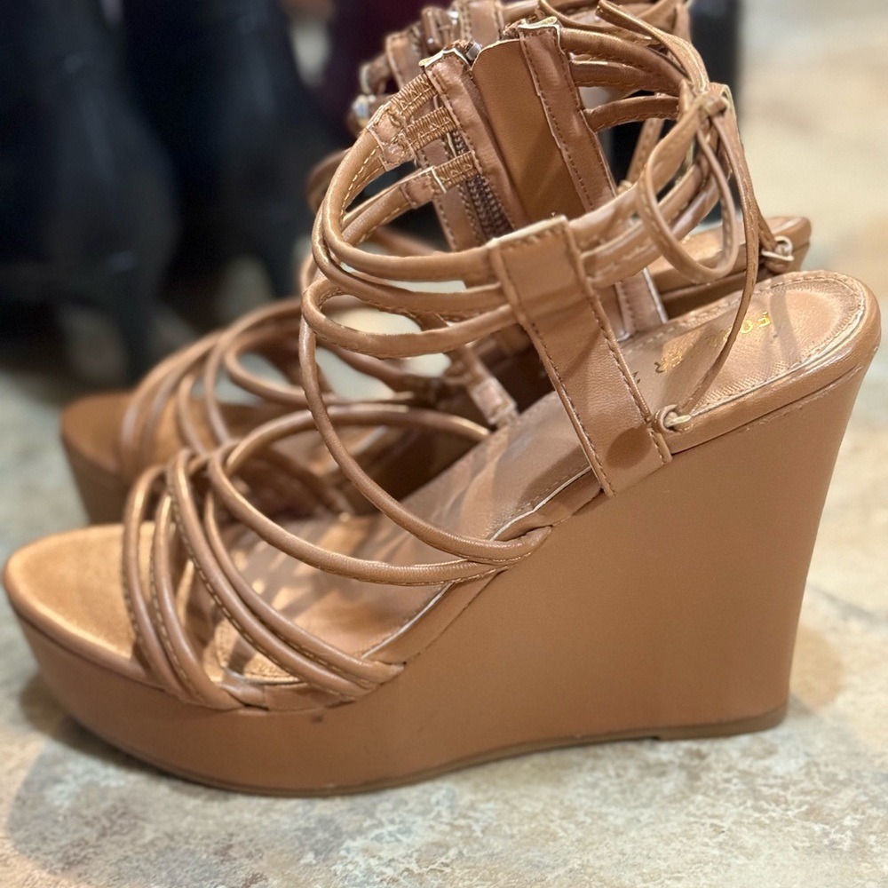 Forever 21 Tan Strappy Heels